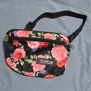 NEW Trans by Jansport Floral Crossbody Bag - Black and Pink